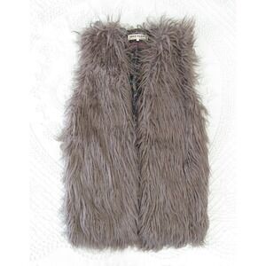 Free People Starlight Mongolian Faux Fur Longline Vest Small Brown Shaggy Boho